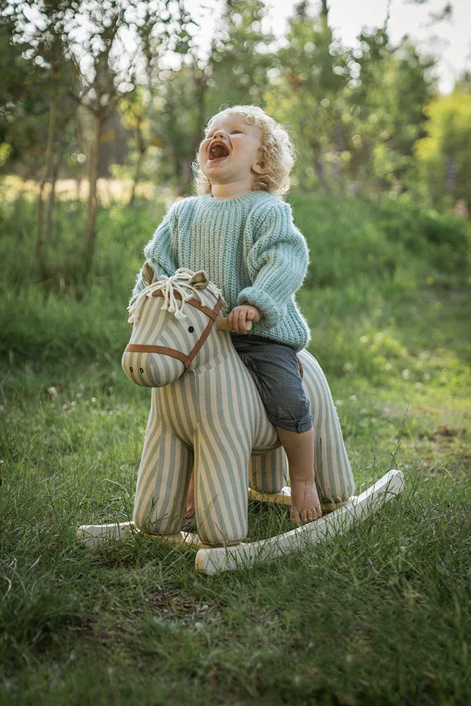 Wooden Rocking Horse - Sam - Cotton Canvas