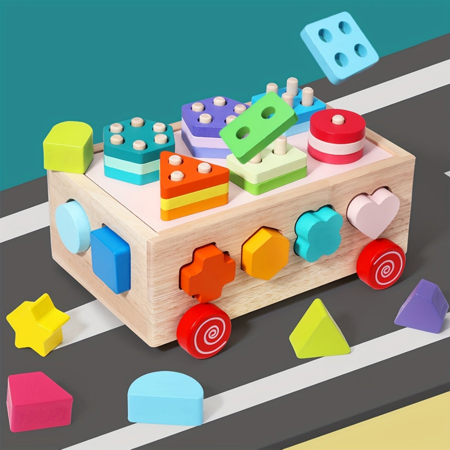 Wooden Shape Sorting and Matching Educational Toym
