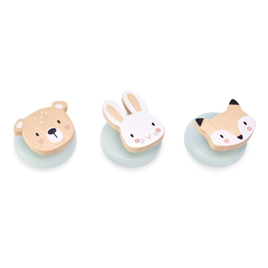 Wooden Wall Hooks Set - Fox Bear Rabbit - 3 Pieces