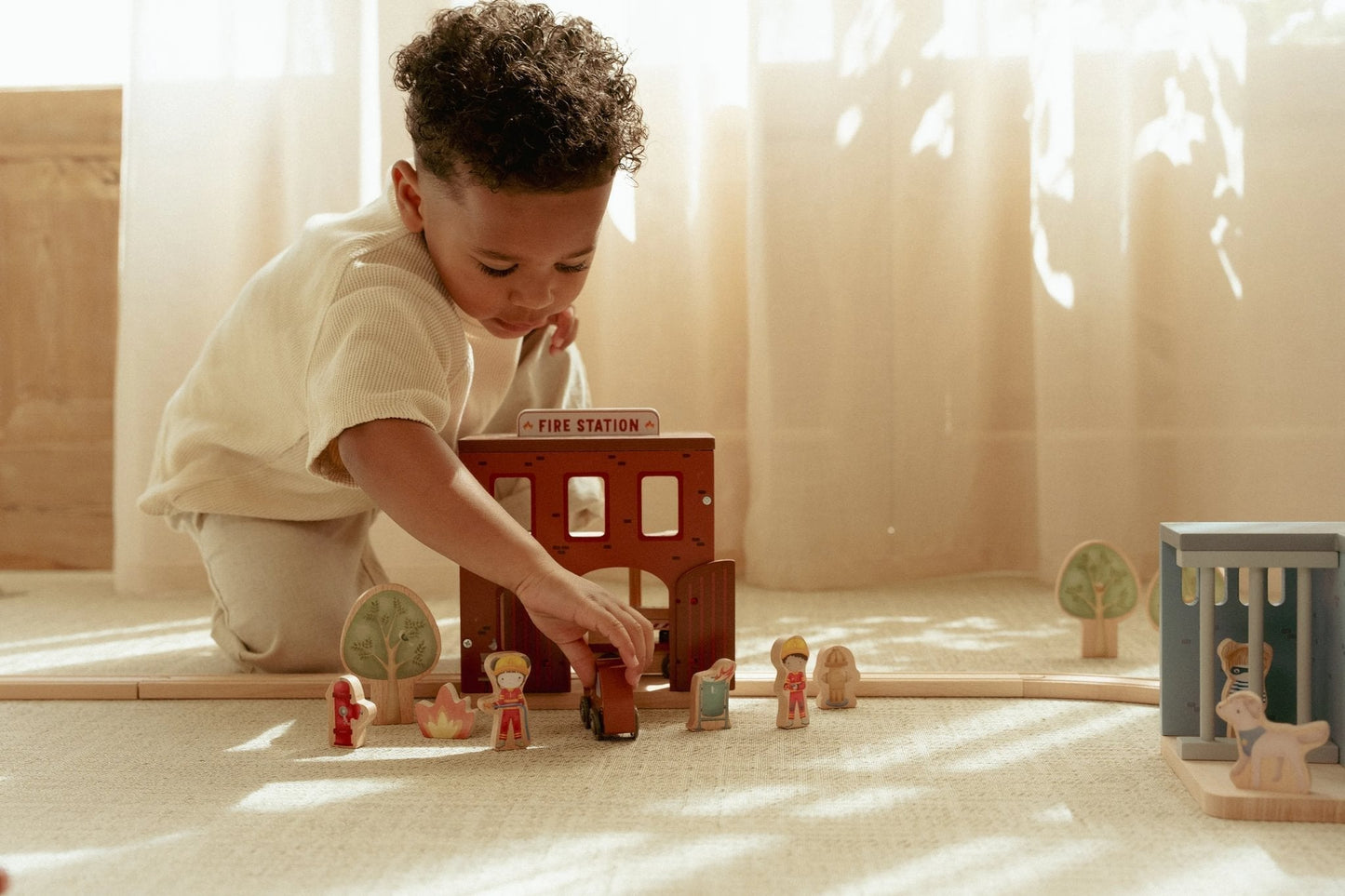 Wooden Fire Station Playset