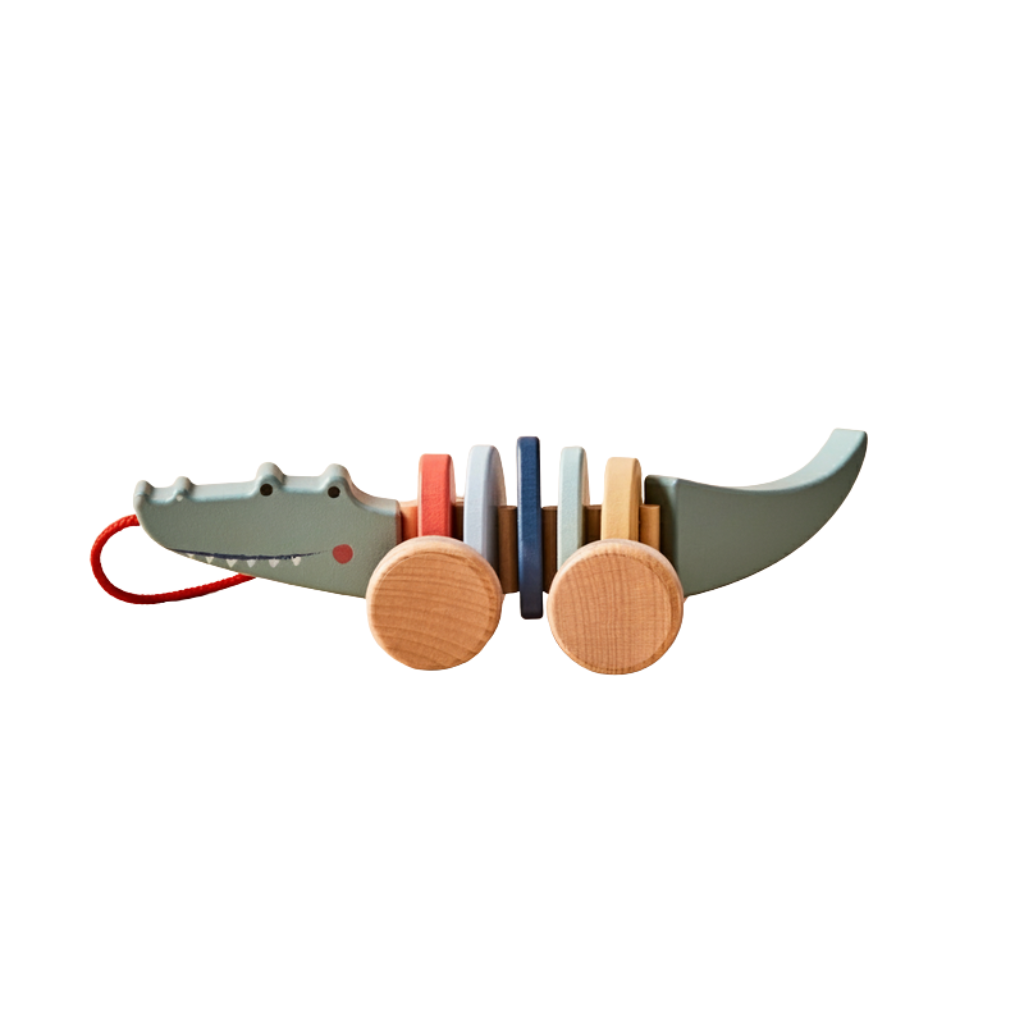 Wooden Crocodile Pull Along Toy - Colorful -
